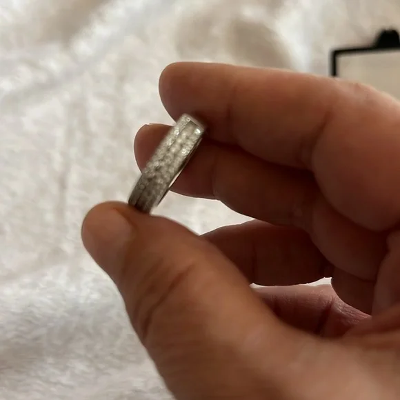 Elegant Sterling Silver Pave CZ Eternity Band Ring – Sparkling Statement Piece - Picture 4 of 4